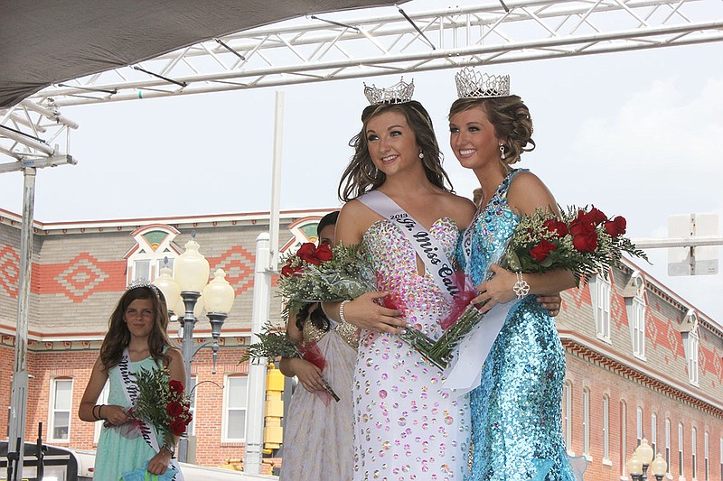 (From left) 2013 Mini Miss Callaway Emilia Curran, Jr. Miss Callaway Bailey Langworthy and Miss Callaway Audrey Langworthy receive their crowns during last year's Fulton Street Fair. Registration for the 2014 pageant, which takes place June 20-21, ends June 1. Forms can be found online at callawaycountypageants.wordpress.com.