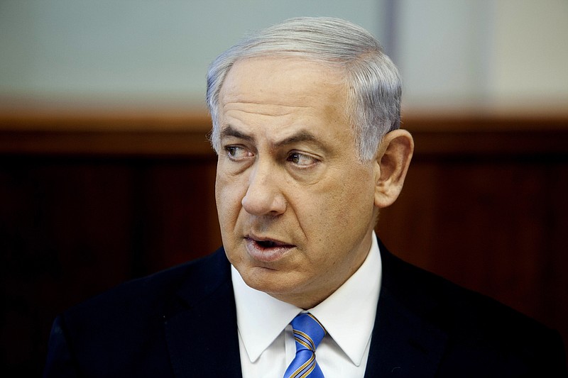Israeli Prime Minister Benjamin Netanyahu speaks during a cabinet meeting in Jerusalem on Sunday.