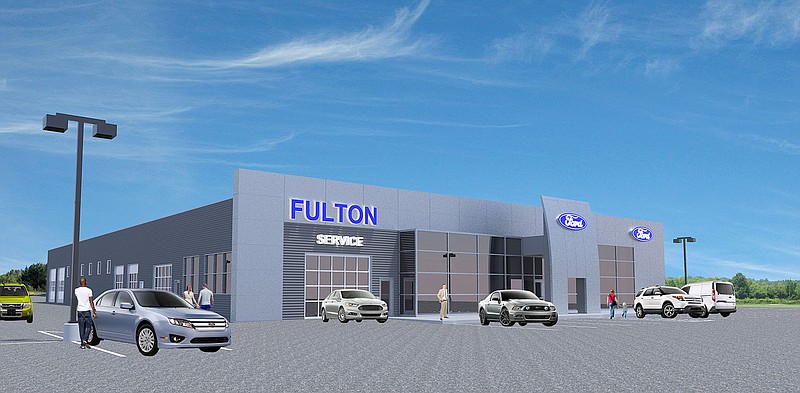 This digital rendering shows the look of the upcoming Fulton Ford building that will replace its current facility.