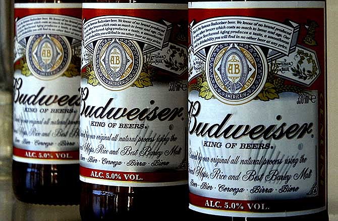 This Jan. 27, 2009 file photo shows bottles of Budweiser beer at a brewery in London. 