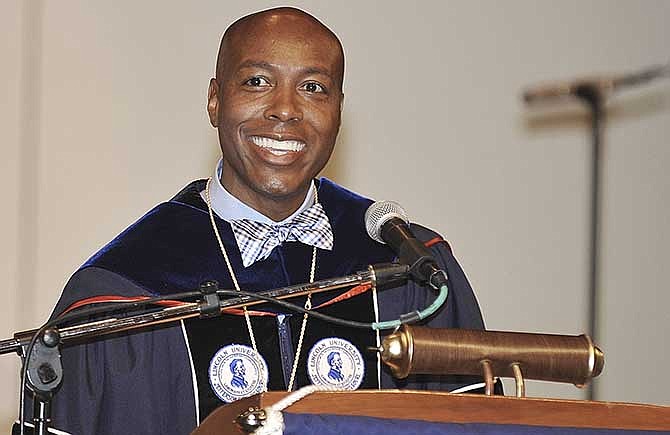 Lincoln University President Kevin Rome speaks at his 2013 inauguration ceremony.