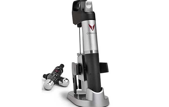 This undated photo provided by the U.S. Consumer Product Safety Commission shows the Coravin 1000 Wine Access System. The devices are being recalled because they can cause wine bottles to break during pressurization, posing a risk of lacerations. 