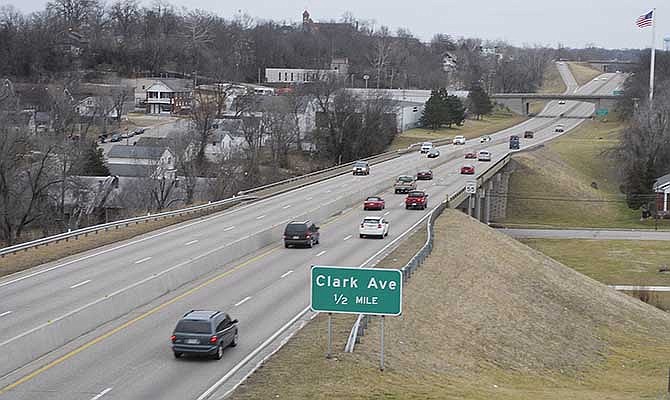 Improvement plans along U.S. 50/63 in Jefferson City call for an exit ramp to Lafayette Street to be constructed in the area in the foreground of the above photo. 