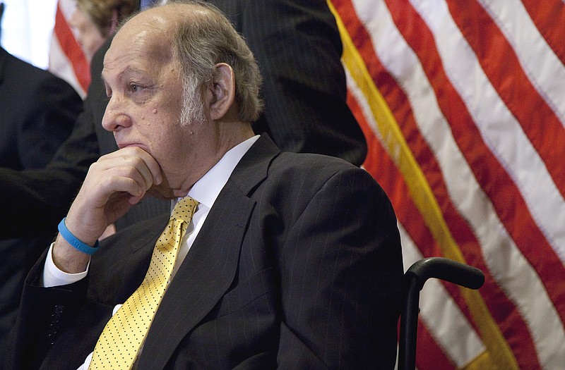 Former White House press secretary James Brady who was left paralyzed in the Reagan assassination attempt during a news conference on Capitol Hill in Washington marking the 30th anniversary of the shooting. A Brady family spokeswoman says Brady has died at 73