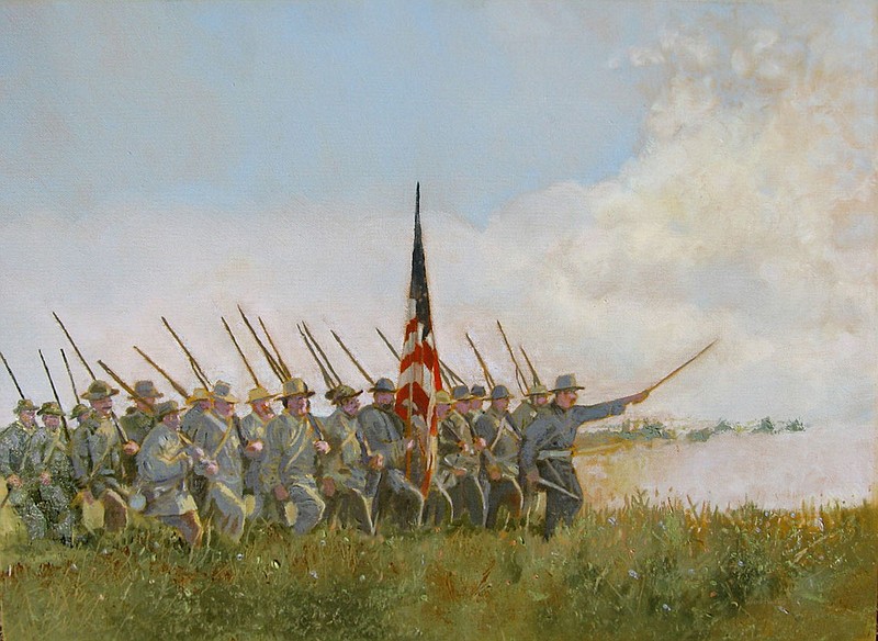 "Charge at Wilson's Creek" is one of 70 oil paintings in the Impressions of the Civil War in Missouri series by Dan Woodward likely to be featured in an upcoming exhibit at William Woods University. Woodward also is working on some pieces based on the Battle of Moore's Mill to add a local touch to the exhibit, which will run Aug. 18 through Sept. 25 at the Mildred M. Cox Gallery on the William Woods campus.