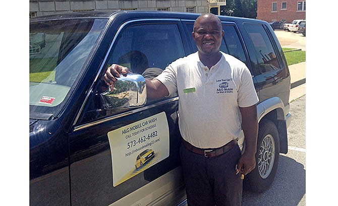 Boaz Mwamtobe is servicing cars where they're parked. The Jefferson City man recently started A&G Mobile Car Wash & Detailing, a business that brings its car washing services to customers' homes and businesses.