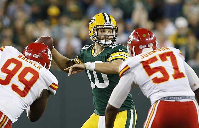 Green Bay Packers' Matt Flynn during the second half of an NFL football preseason game against the Kansas City Chiefs Thursday, Aug. 28, 2014, in Green Bay, Wis. 