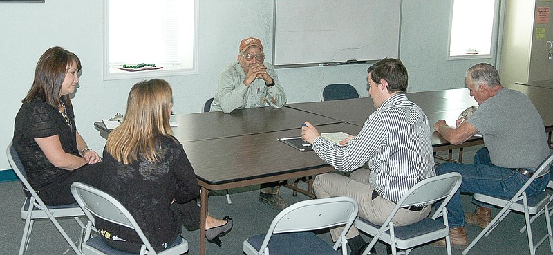 A staff member of Rep. Vickie Hartzler, Austin Kramer in the striped shirt, conducted the Listening Post for the Congresswoman in California Monday afternoon.