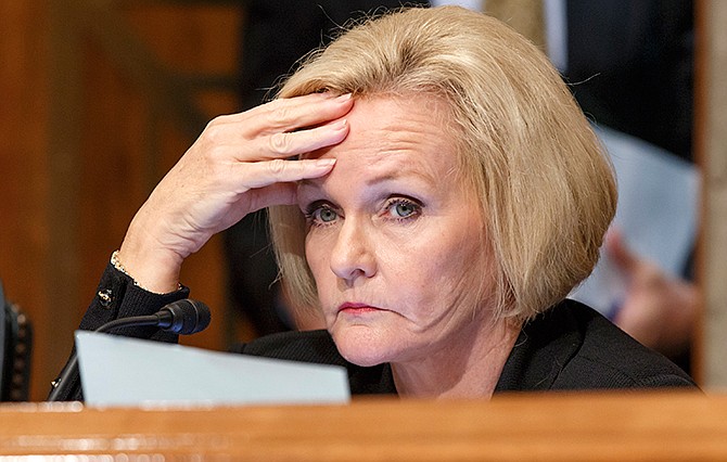 In this Sept. 9, 2014 file photo, Sen. Claire McCaskill, D-Mo. listens to witnesses testify on Capitol Hill. 