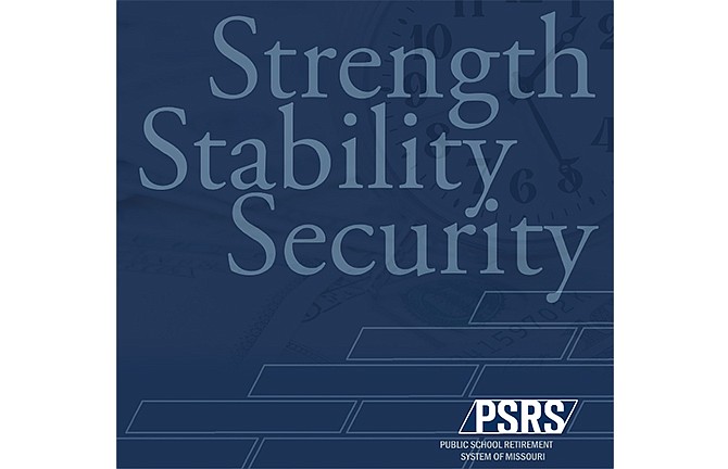 The above image touting "strength, stability, security" appears in the member's handbook for Missouri's Public School Retirement System.