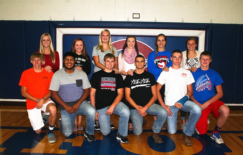 Selected as candidates for the California High School Homecoming, front row, king candidates Allan Burger, Ramiro Garcia and Garrett Imhoff, and prince candidates Dylan Ratcliff, Jackson Trachsel and Jacob Wolken, back row, from left, are queen candidates Morgan Henley, Alysha Mettle and Preston Peters, and princess candidates Lauren Ziehmer, Cassie Dearixon and Halle Oliver