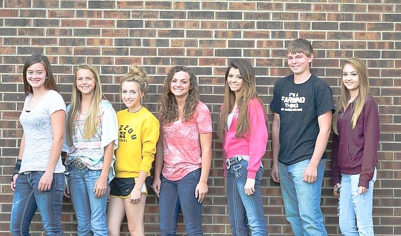 Boonville FFA junior officers were recently selected. They are, from left to right, Jenna Tuttle, president, Katelyn Cates-vice president, Kaylee Lang, secretary, Shayann Potter, treasurer, Alyssa Sanders, reporter, Ty Stinson, sentinel, Cora Linneman, historian. Sanders and Stinson are sophomores at Prairie Home High School.