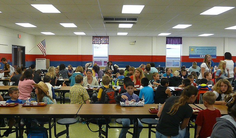 The California Elementary cafeteria was a buzz Wednesday, Oct. 1, as students enjoyed having moms, grandmothers, caregivers, aunts and any other role model have breakfast with them for Muffins for Mom day.