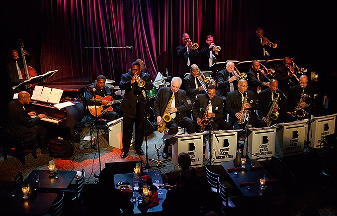 The Legendary Count Basie Orchestra performs at the Benaroya Hall in Seattle, Washington, in March 2012.