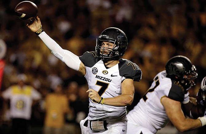 Missouri quarterback Maty Mauk throws a pass during the Sept. 27, 2014, game against South Carolina in Columbia, S.C.