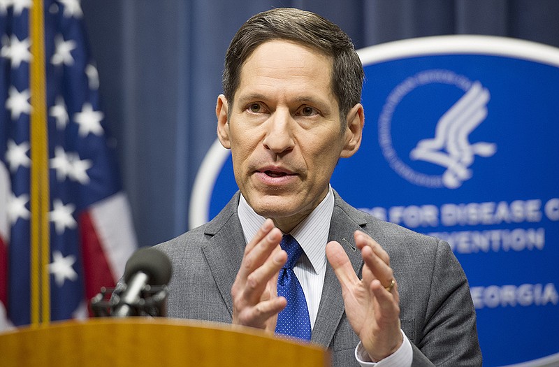 Dr. Tom Frieden, head of the Centers for Disease Control and Prevention, speaks at a Sunday news conference. A Texas health care worker, who was in full protective gear when providing hospital care for Ebola patient Thomas Eric Duncan, who later died, has tested positive for the virus and is in stable condition. 