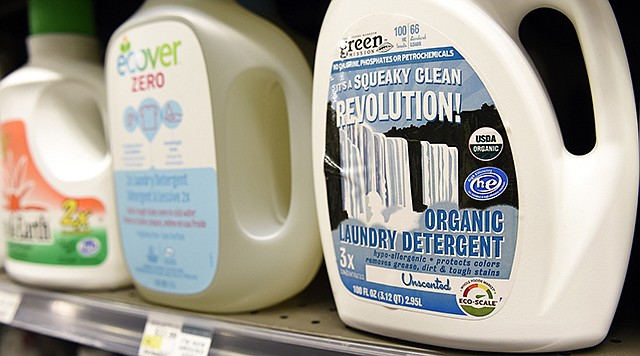 Cleaning products are displayed at the Whole Foods in Washington. There's a strict set of standards for organic foods. But the rules are looser for household cleaners, textiles, cosmetics and the organic dry cleaners down the street. Absent an Agriculture Department seal or certification, there are few ways to tell if those organic claims are bogus.