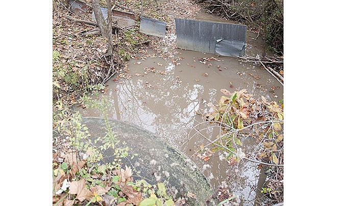 A hog waste spill recently flowed into a stream on the Mark Twain National Forest grounds. Ronnie O'Neal of Fulton owns property that is adjacent to the forest and near Horstmeier Farms where the spill originated. He said the water is typically clear and the flushing of the waste has caused the water to turn a brown color. 