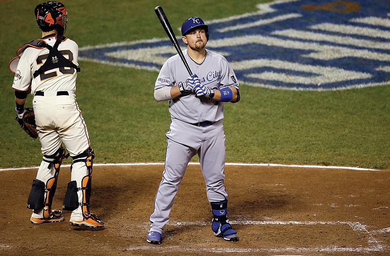 Billy Butler of the Royals reacts after striking out during the eighth inning of Game 5 of the World Series against the Giants on Sunday in San Francisco. 