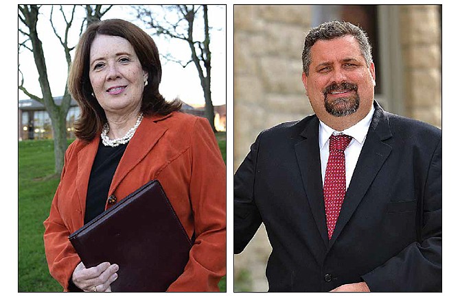 Incumbent Cole County Circuit Court Judge Patricia Joyce, a Democrat, shown at left, is seeking re-election, and is challenged by Republican Brian Stumpe, at right, in the Nov. 4 election.