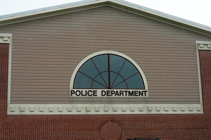 The east side of the California City Hall building is designated as the California Police Department.