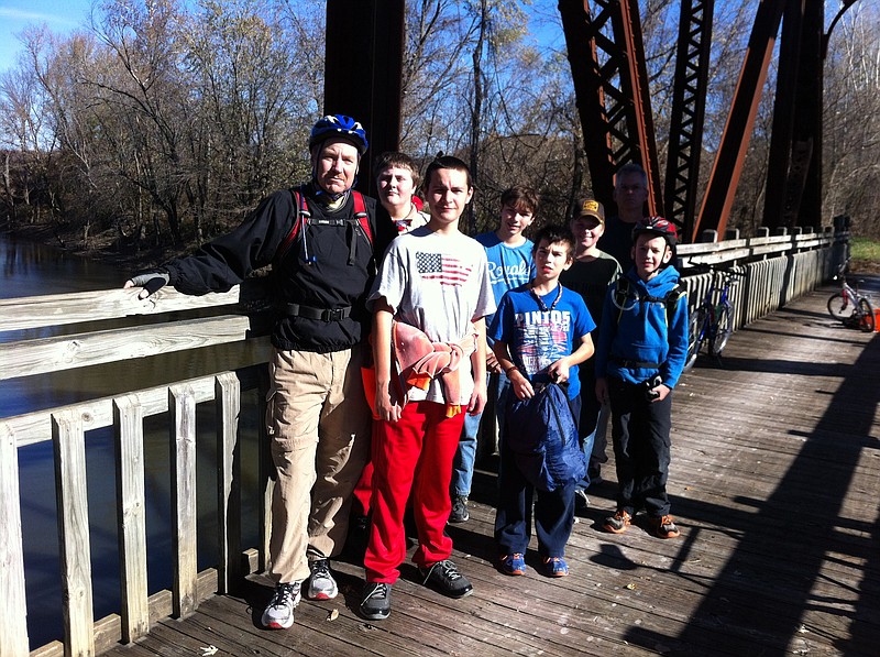 Members of Boy Scout Troop 120 biked the Katy Trail from Jefferson City to Hartsburg Nov. 8.