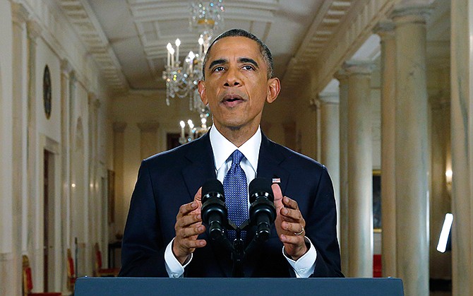 President Barack Obama speaks during a nationally televised address from the White House in Washington, Thursday, Nov. 20, 2014. Spurning furious Republicans, President Barack Obama unveiled expansive executive actions on immigration Thursday night to spare nearly 5 million people in the U.S. illegally from deportation and refocus enforcement efforts on "felons, not families."