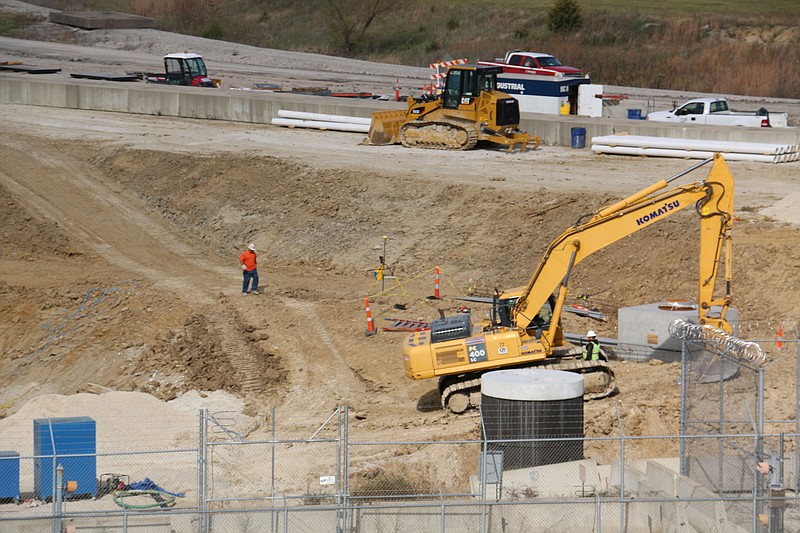 Contractors work on the dry cask storage building at Ameren Missouri's Callaway Energy Center. They expect to complete construction by summer 2015. The dry storage will give the plant the capacity to store spent nuclear fuel through 2044.