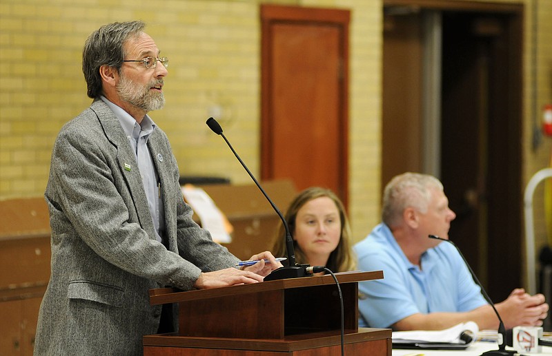 John Madras with the Department of Natural Resources' Water Protection Program speaks to the public Thursday, Nov. 6 during a DNR meeting on a proposed 10,000-hog farm in Kingdom City. The DNR issued a permit for that hog farm on Friday, Nov. 21.