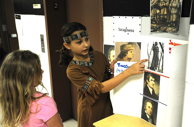 Eugene sixth-grader Promise Grace portrayed Sacagawea at the elementary school's annual Living Museum. 