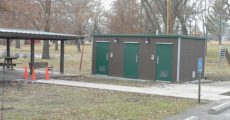 The new restroom near the north shelterhouse, seen at left in the photo, is in place and ready for use.