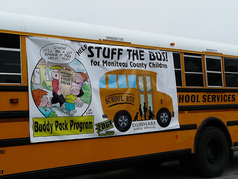 The bus held 640 pounds food along with $225.46 to purchase items for the Buddy Packs or children in the California schools.