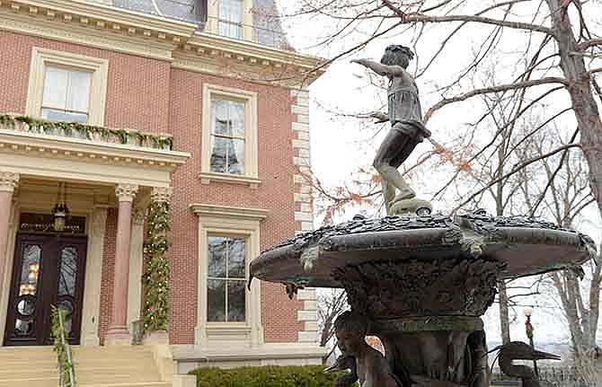This bronze fountain, found in front of the Governor's Mansion, represents Carrie Crittenden, the 9-year-old girl who died while her father was governor in the late 19th century. The statue was erected in 1996 by first lady Jean Carnahan for the mansion's 125th anniversary. 