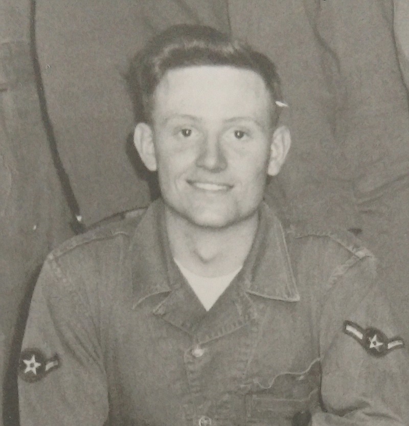 Airman Don Matthews is pictured above while attending his boot camp at Lackland AFB, Texas in 1953.