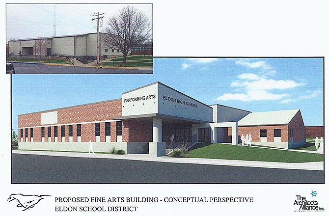 Shown is the proposed conceptual design for the fine arts building in Eldon, Mo. 