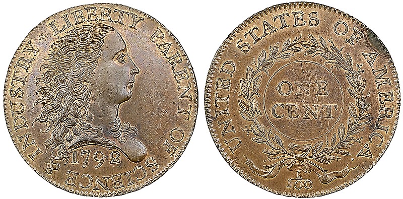 
This photo provided by Heritage Auctions shows an experimental U.S. penny struck to test a design in 1792 that sold Thursday, Jan. 8,2015 for $2,585,000 to a California man according to Heritage Auctions in Dallas. An official says the rare coin is called the "Birch cent" after engraver Robert Birch.


