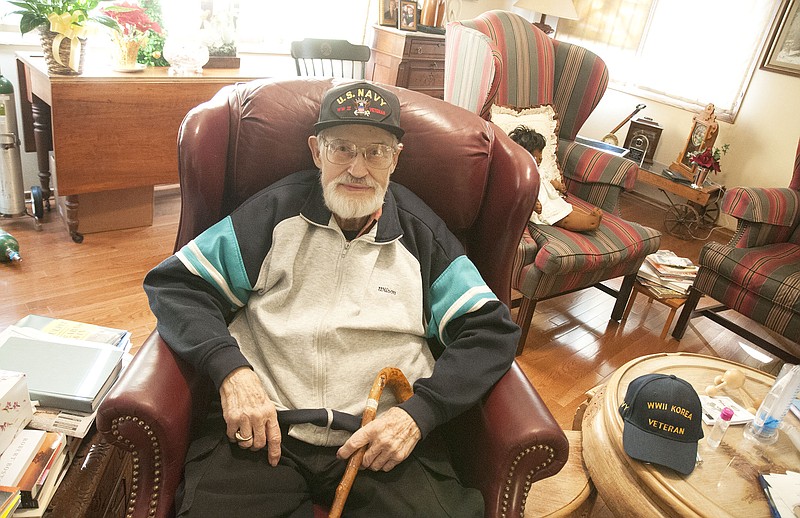Gale Fuller of Fulton poses for a photo inside his home on Friday, Jan. 9. Fuller, a World War II veteran, never fought overseas, but learned the ins and outs of the medical field during his military time.