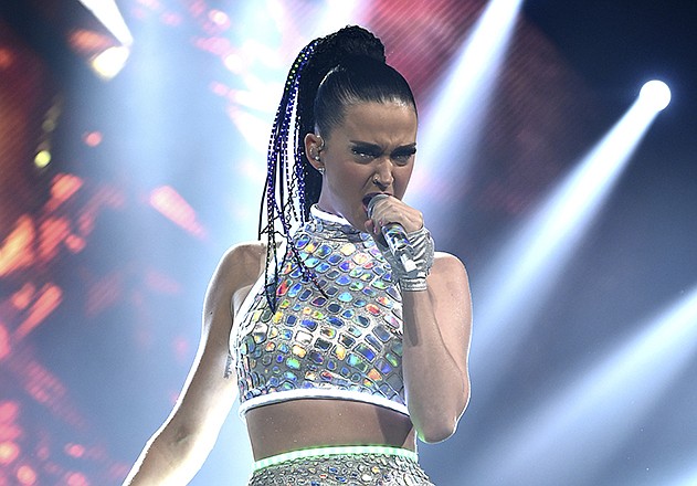 Katy Perry performs on stage at "The Prismatic World Tour" in September at the Honda Center in Anaheim, California. Perry will team with Lenny Kravitz at the Super Bowl Sunday Feb. 1, in Glendale, Arizona. 