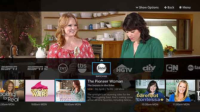 This undated image provided by SlingTV shows a view of the network miniguide on the Sling TV app. The Sling TV service is aimed at people who have dropped cable or satellite service or never had it.