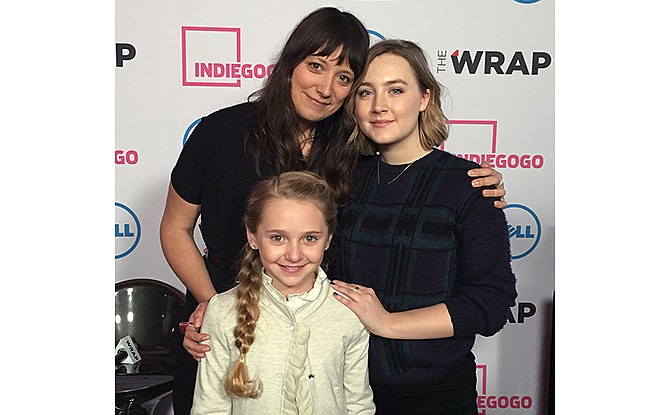 Avery Phillips, front, with "Stockholm, Pennsylvania" co-star Saoirse Ronan and director Nikole Beckwith at the Sundance Film Festival.