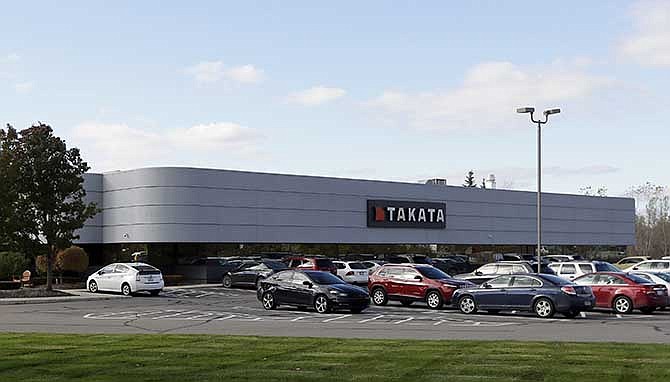     In this Oct. 22, 2014 file photo, the Takata building, an automotive parts supplier in Auburn Hills, Mich. is seen on Wednesday, Oct. 22, 2014. The company is the North American subsidiary of the Japanese based Takata Corporation, which supplies seat belts and airbags for the automotive industry. 