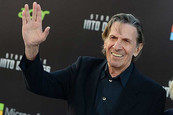  In this May 14, 2013 file photo, Leonard Nimoy arrives at the LA premiere of "Star Trek Into Darkness" at The Dolby Theater in Los Angeles. Nimoy, famous for playing officer Mr. Spock in "Star Trek" died Friday, Feb. 27, 2015 in Los Angeles of end-stage chronic obstructive pulmonary disease. He was 83.