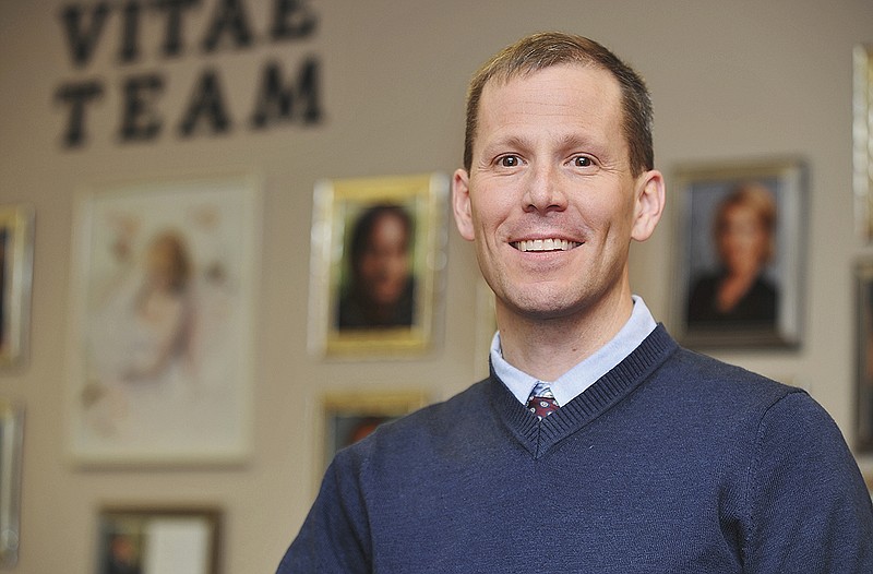 Pat Castle, president/CEO of the Vitae Foundation, pauses in his Jefferson City office.