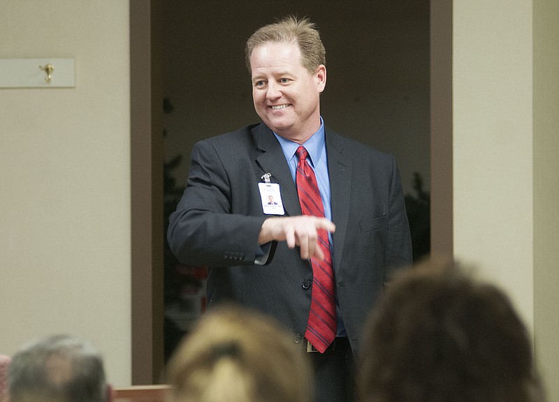 Mike Powell, Chief Executive Officer of Callaway Community Hospital as of January, discusses new plans for the health care facility during Fulton Area Chamber of Commerce and Visitor's Center After Hours on Tuesday.