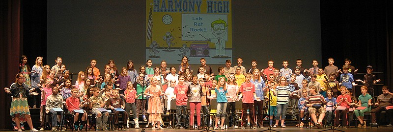 The California fifth graders sing "Harmony High" in the musical presented Thursday, March 26, at the CHS auditorium.