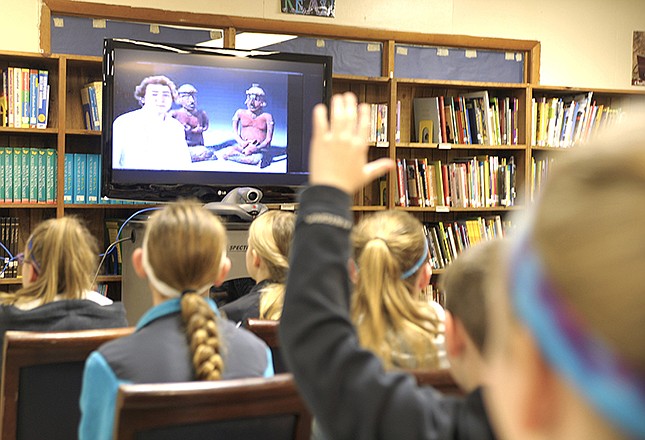 Sixth-graders at Russellville Elementary School took a field trip without leaving the classroom. Using interactive videoconferencing technology, the class was able to ask Ben Hauser of the Cleveland Museum of Art about MesoAmerican civilizations.