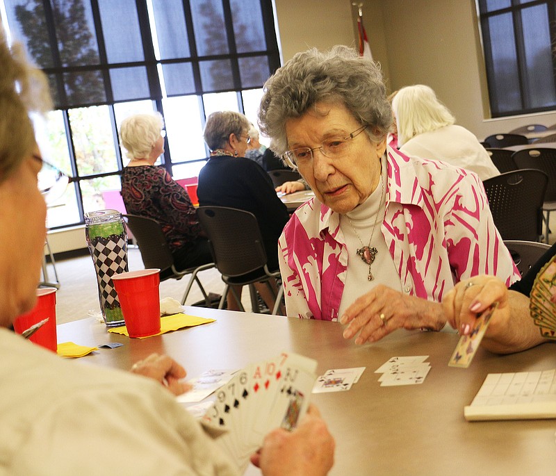 Members of the Callaway Community Hospital Auxiliary play cards at the Auxiliary's fall card party fundraiser at the Callaway Electric Co-Op building.