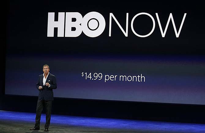 In this March 9, 2015 file photo, Richard Plepler, CEO of HBO, talks about HBO Now for Apple TV during an Apple event in San Francisco. Like HBO Go, the app that cable and satellite TV subscribers have, HBO Now gives you instant access to new TV episodes and movies, along with programs from months and years ago. You don't need a cable TV package to watch hit shows such as "Game of Thrones" and "Girls."