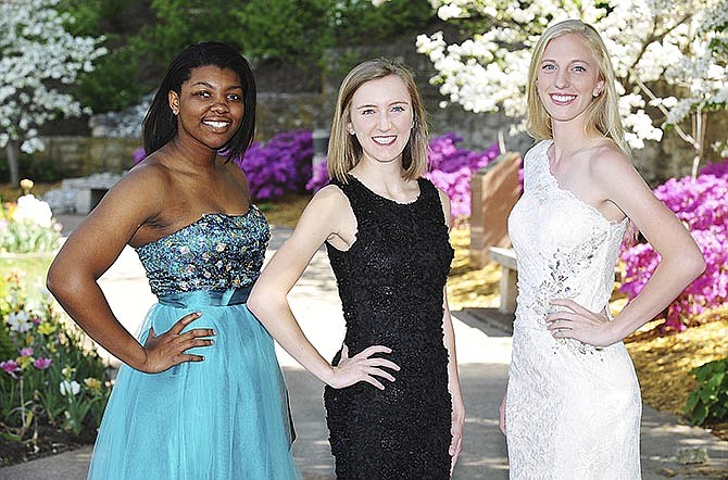 
The Helias prom court, from left, includes Brandi Zanders, Lauren Highfill and Laura Schieber.
