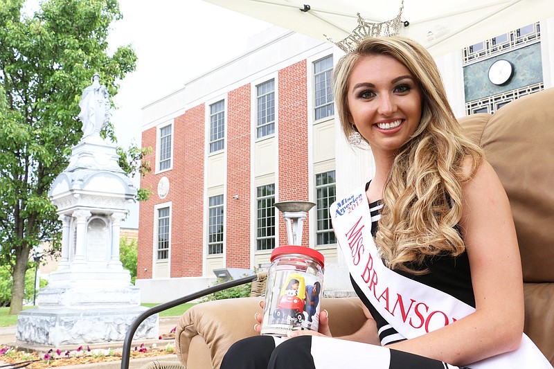 Audrey Langworthy of Auxvasse poses for a photo during her Rock-A-Thon fundraiser Thursday. For the fundraiser, Langworthy sat in a rocking chair outside of the Callaway County Courthouse from 7 a.m.- 7p.m. Proceeds will go to the Children's Miracle Network, of which Langworthy is an ambassador.